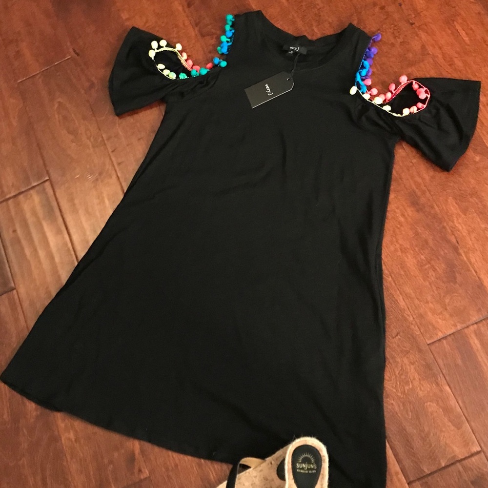 Black cold shoulder dress